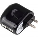 Universal 2 USB Port US Plug 5V 2.1A Power Charger Adapter  Black