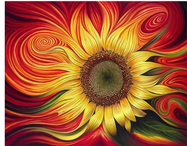 Bright red sunflower Flower Canvas-- 40x50cm   DIY Painting By Numbers Canvas  Home Wall Art