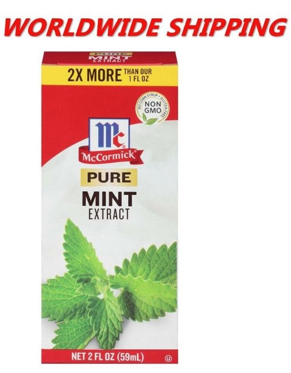 McCormick Pure Mint Extract Non GMO 2 Fl Oz WORLDWIDE SHIPPING