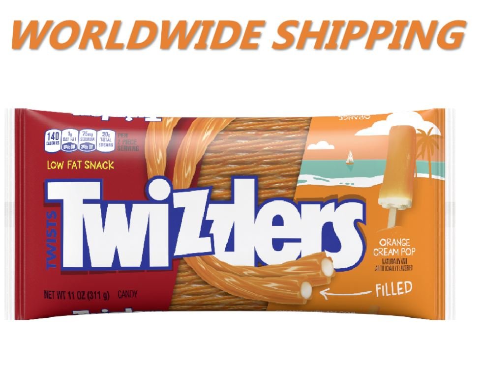 Twizzlers Orange Cream Pop Filled Twists Chewy Candy 11 Oz WORLDWIDE SHIPPING