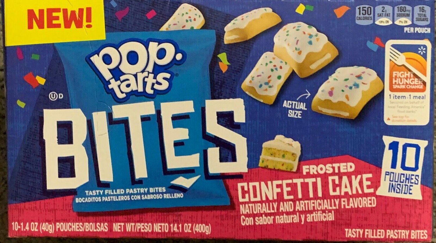 POP TARTS BITES FROSTED CONFETTI CAKE 14.1 OZ (400g) BOX 10 POUCHES INSIDE