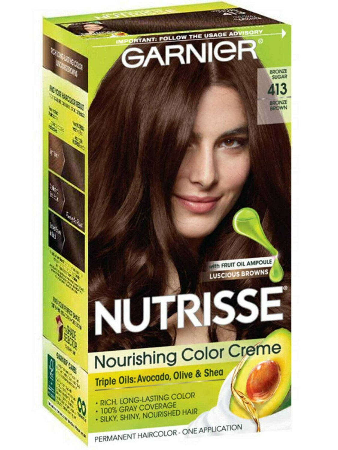 Garnier Nutrisse Nourishing Color Hair Dye 413 Bronze Brown WORLD SHIPPING