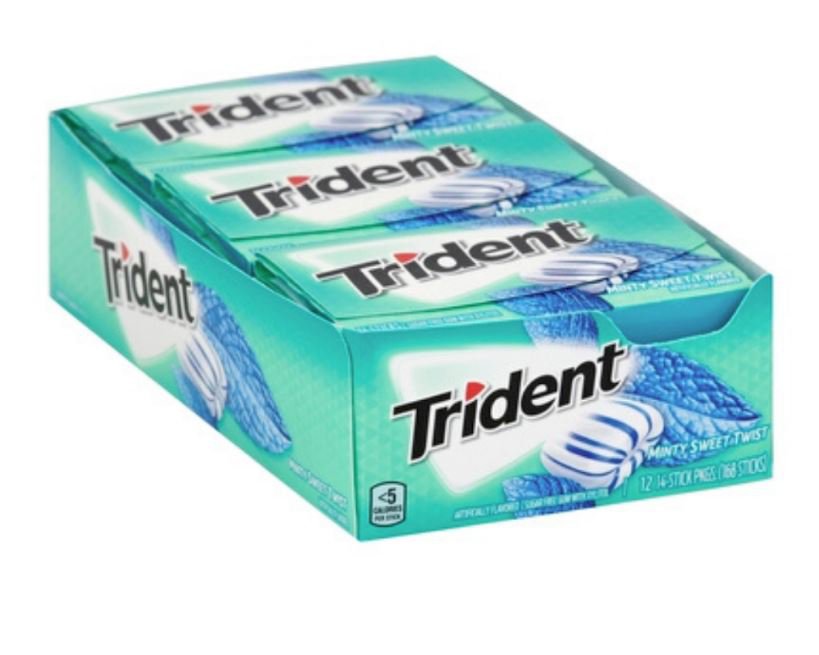 Trident Sugar Free Chewing Gum Candy Minty Sweet Twist Pack 12 packs 14 pcs