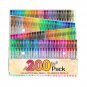 200 Glitter Gel Pen Set, 100 Gel Markers Plus 100 Refills Glitter Neon Pen for Adults