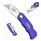 Folding Utility Knife Lock Back Box Cutter Clip 6 Blades Quick Change Blue