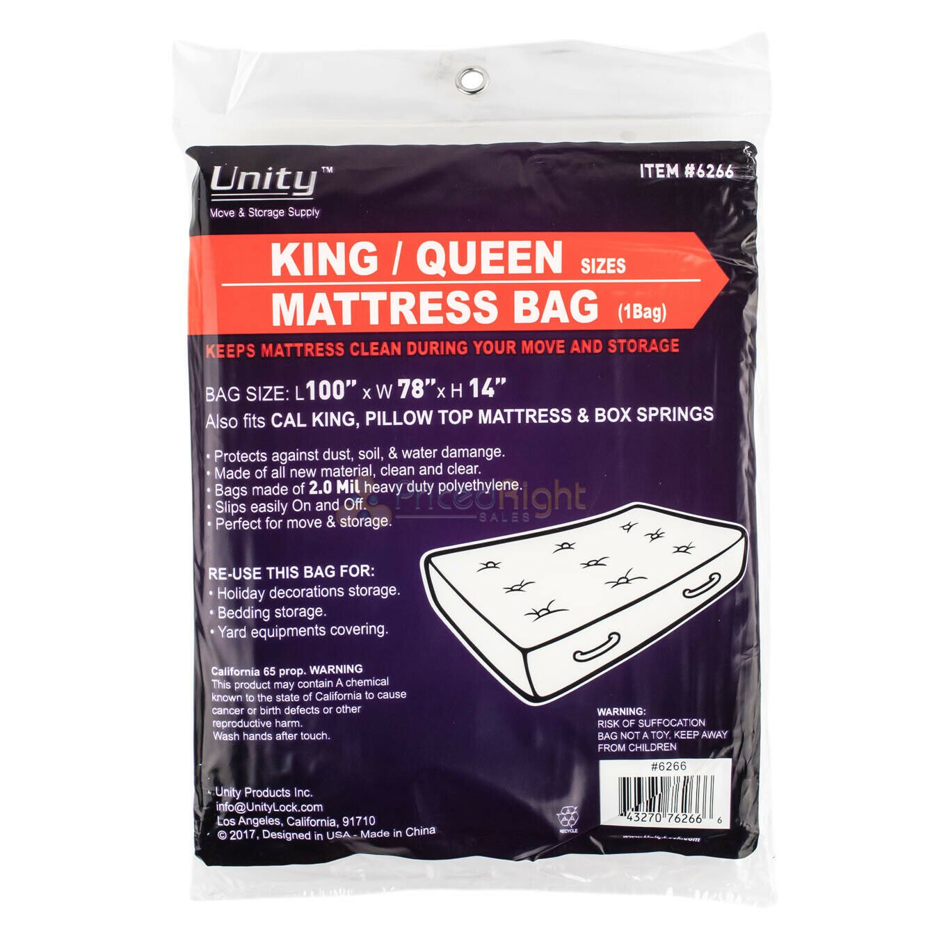 Durable Plastic King/Queen Mattress Bag Dust Water 2 Mil Heavy Duty Storage