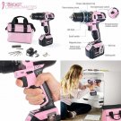 Girl Power   WORKPRO Pink Cordless 20V Lithium-ion Drill Driver Set (1.5Ah),1 Battery, Charger
