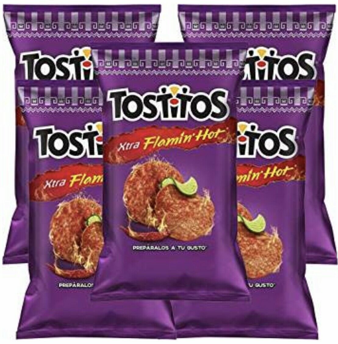 Tostitos Flaming Hot Mexican chips Sabritas 5 BAGS, (70 G)