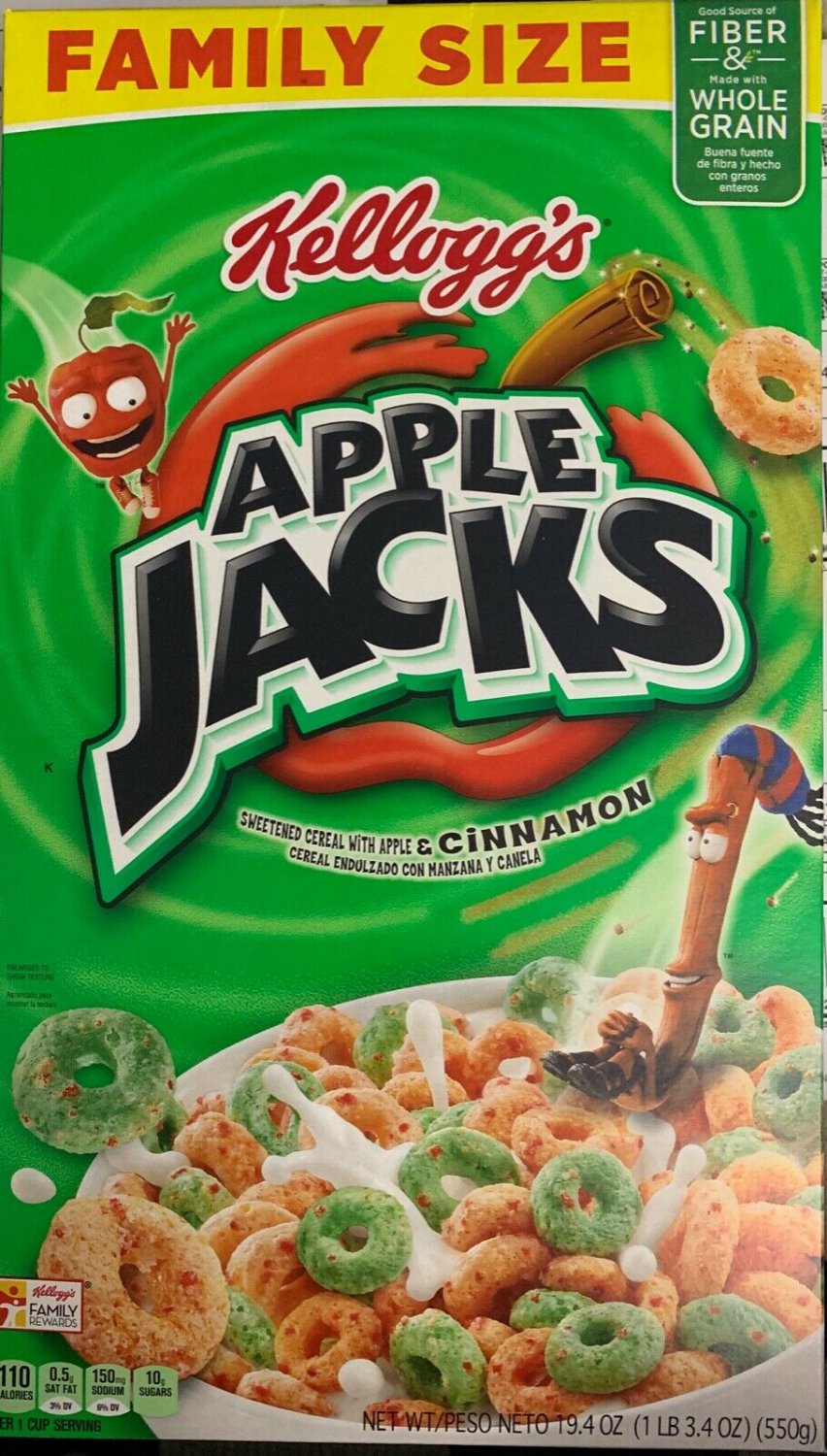 KELLOGG'S FAMILY SIZE APPLE JACKS CEREAL 19.4 OZ BOX FREE SHIPPING