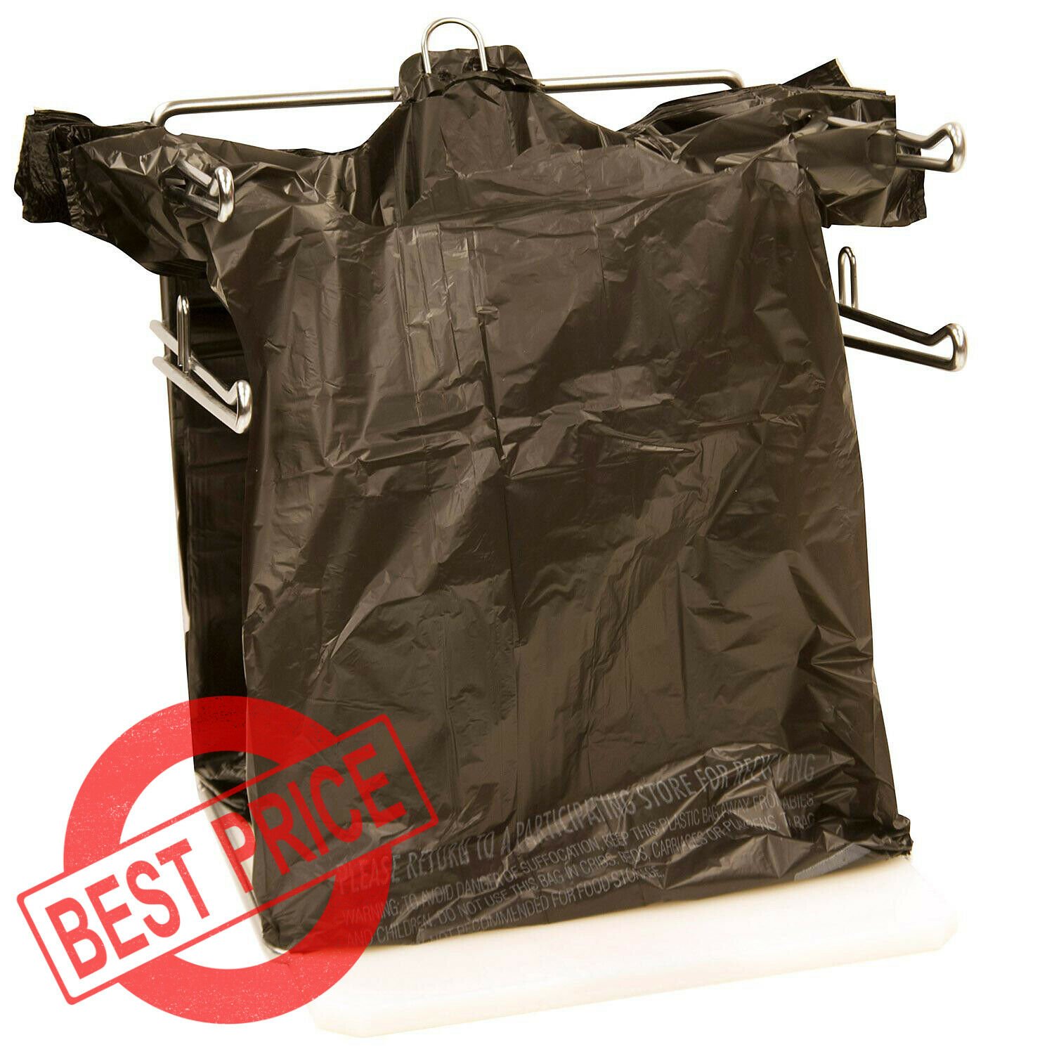 1000 TShirt Plastic Bags Recyclable Retail Grocery BLACK