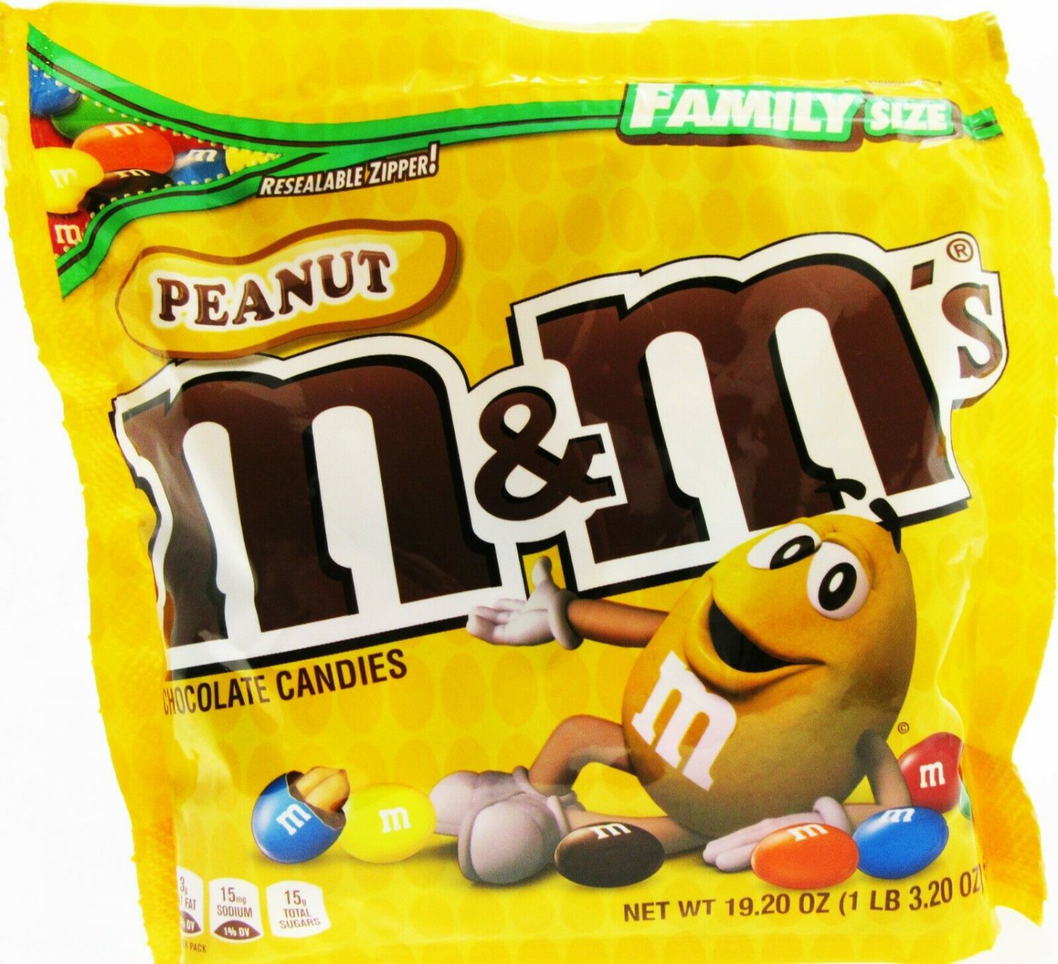 M&M's ~ Chocolate Peanut  ~ Candy   19.20oz Family Size Bag