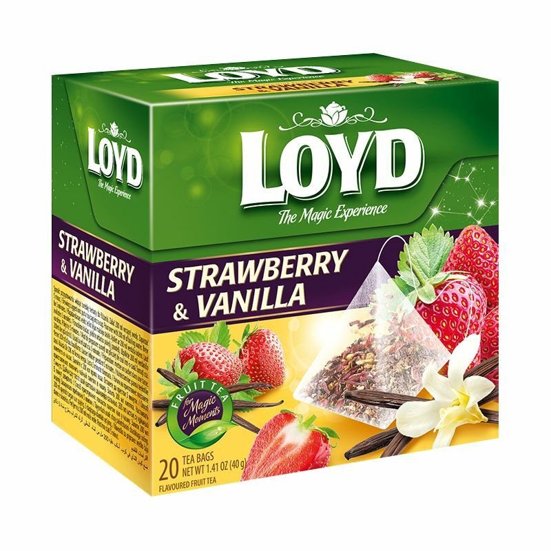 LOYD Magic Strawberry & Vanilla Flavored Fruit Tea Boxed 20 Silk Pyramids From Europe