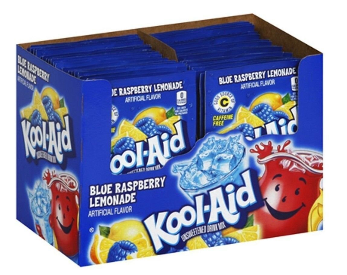 20 BLUE RASPBERRY LEMONADE FLAVOR Kool Aid Drink Mix dye Vitamin C