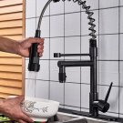 Blackend Spring Kitchen Faucet Pull out Side Sprayer Dual Spout Single Handle Mixer
