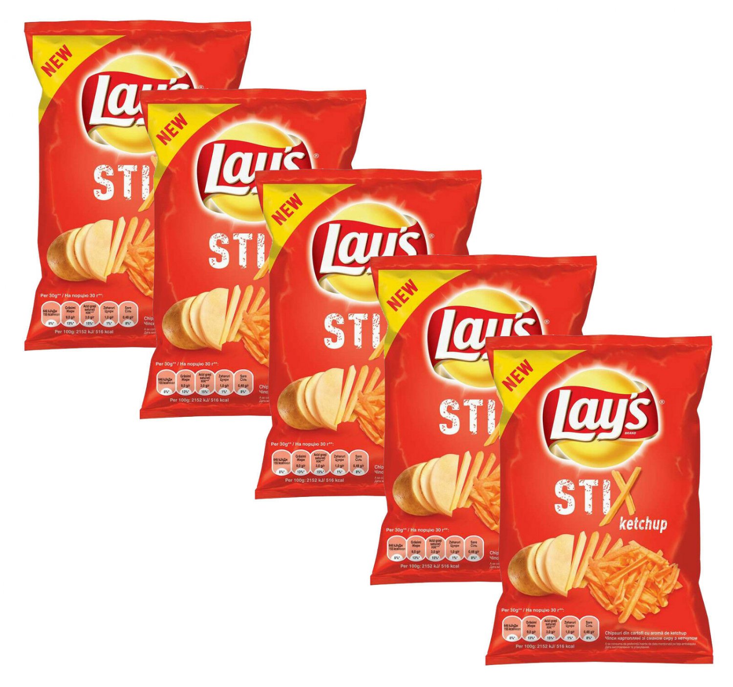 5 x Rare LAYS STIX Ketchup Flavor Potato Chips Crisps French Fries 140g