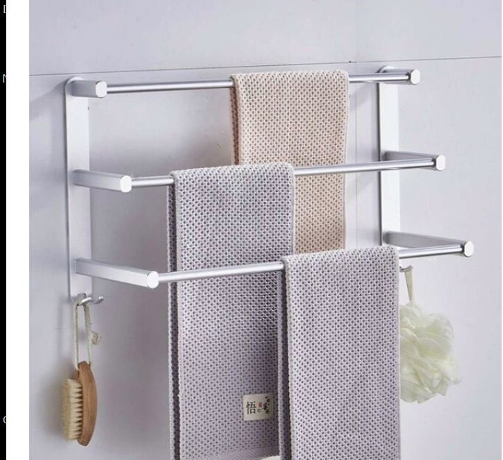 60cm Wall Mounted Towel Hanger Bathroom Towel Bar Rail Matte Black/Silver Towel Holder