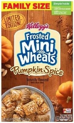 KELLOGG'S FROSTED MINI WHEATS PUMPKIN SPICE FLAVOR CEREAL FAMILY SIZE 22 OZ