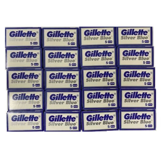 Gillette Silver Blue Double Edge Razor Blades- 100 Blades - Made in Russia