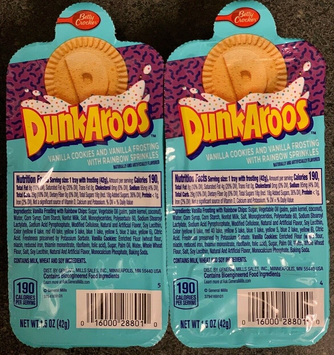 BETTY CROCKERS DUNKAROOS 2 PACK VANILLA COOKIES & FROSTING 1.5 OZ RARE