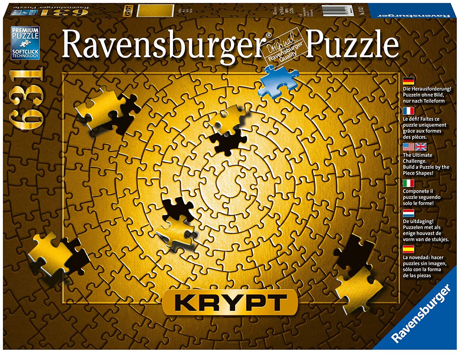 Ravensburger One color Ravensburger Krypt -GOLD - 631Piece Puzzle   ,Made in  Germany-am