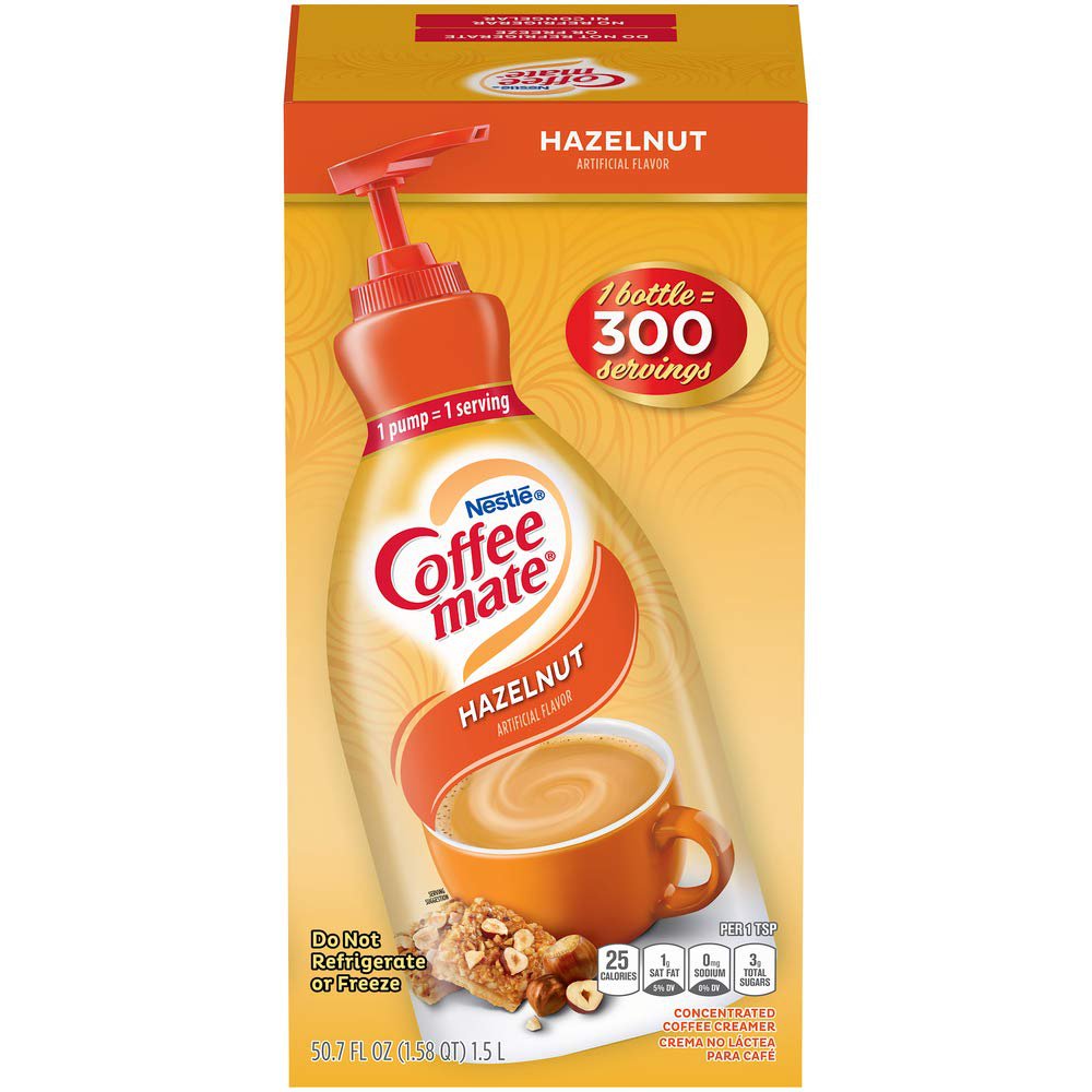 Coffee mate 300 cups Coffee Creamer, Hazelnut,, Pump Bottle, 50.7