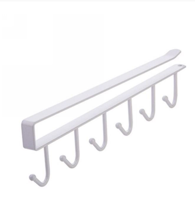 6 Hooks Storage Holders Rack Cup Towel Hanging Kitchen Cabinet Cupboard Under Shelf Organizer