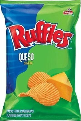 8 Frito Lay Ruffles Queso Flavored Potato Chips, 6.5oz Bags (Pack of 8)