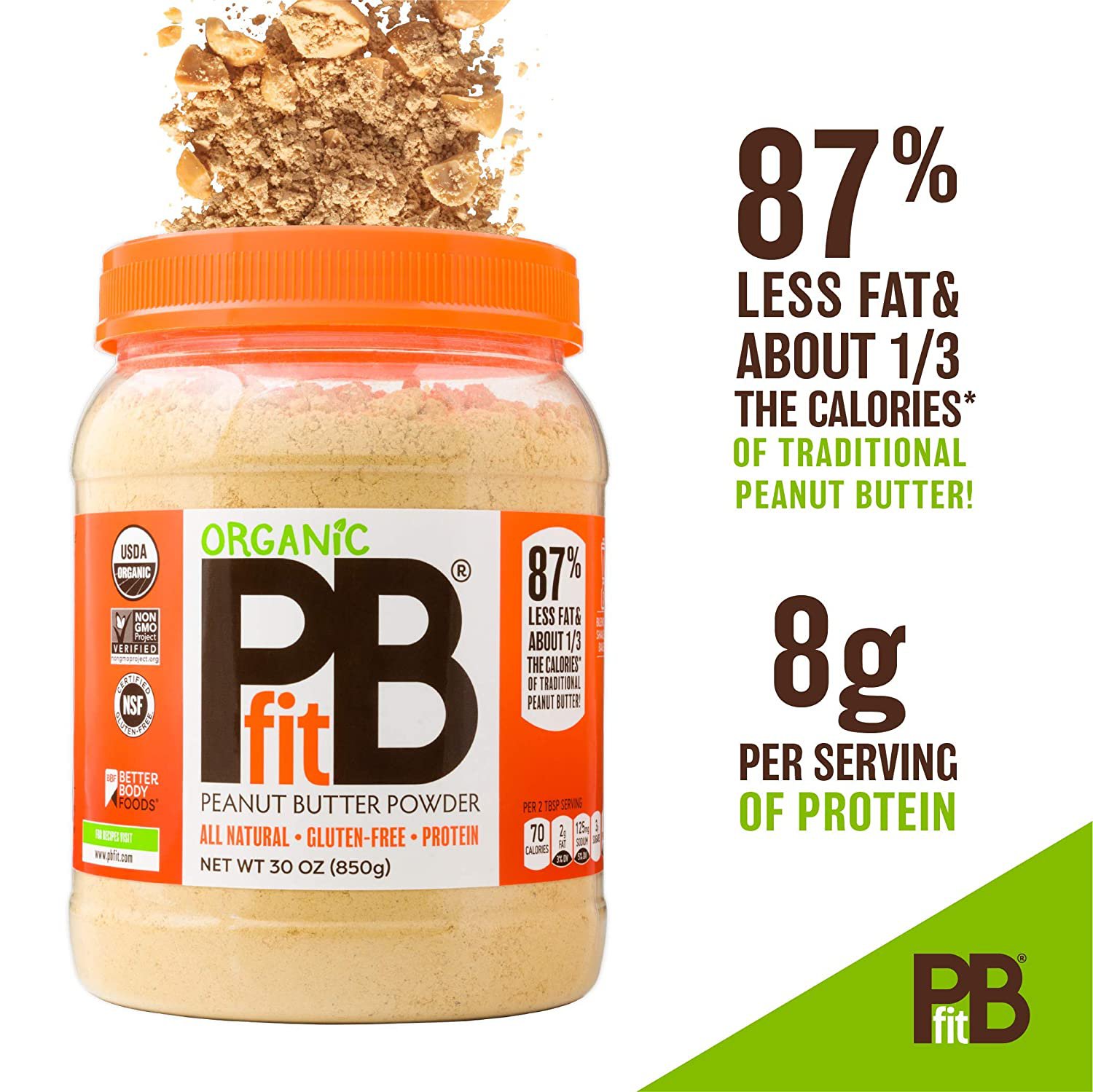 PBfit All-Natural Organic Peanut Butter Powder, Spread from Real ...