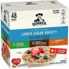 Quaker Instant Oatmeal, Lower Sugar, 4 Flavor Variety Pack, 48 packs
