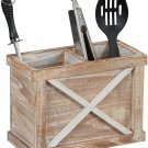 Barn Ustensil Holder Caddy Brown for Retro, Rustic Kitchen Gift Sugg