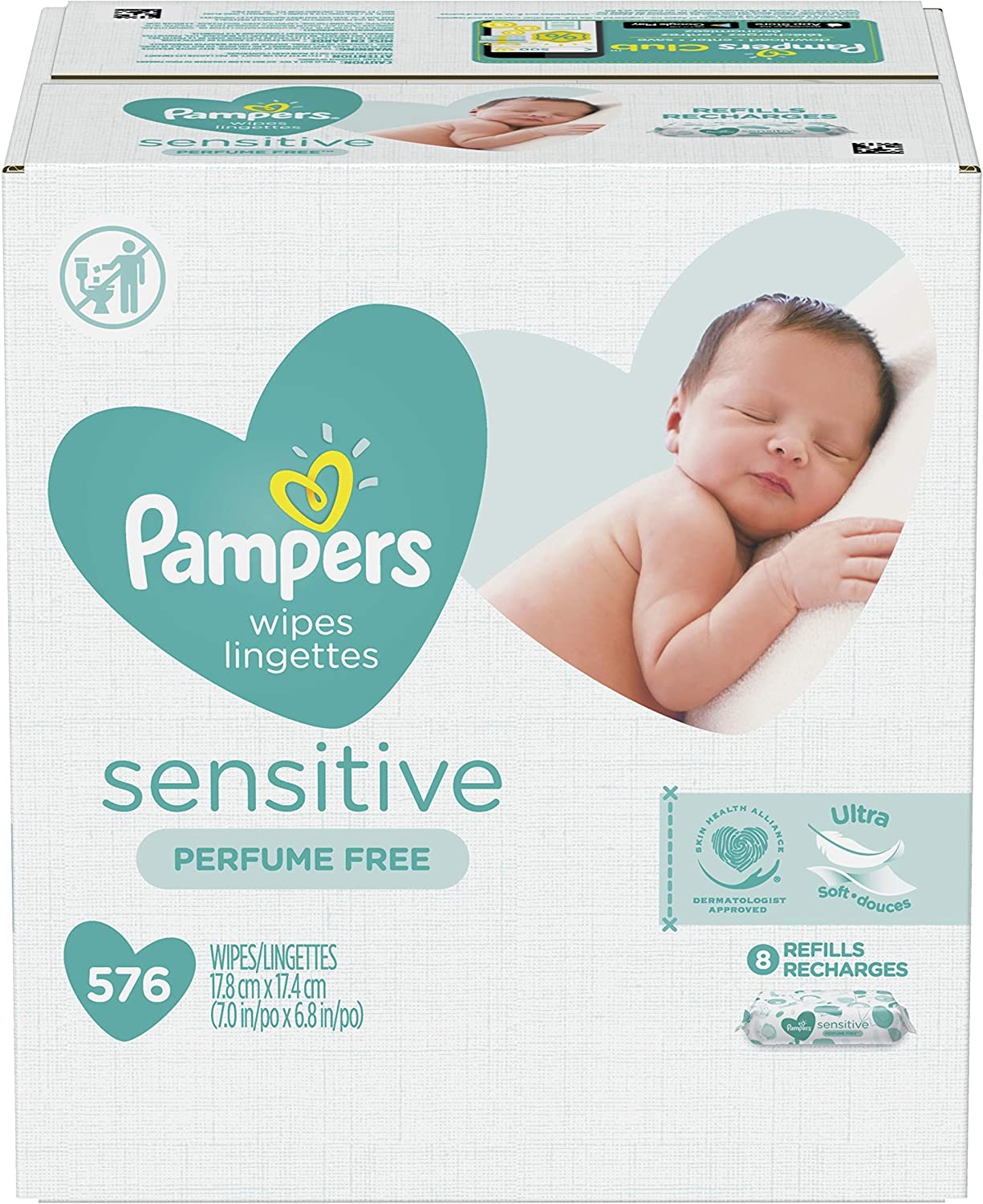 Baby Wipes, Pampers Sensitive Water Based Baby Diaper Wipes, 576