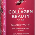 PINK Nature's truth Simply Collagen Beauty to Go Unflavored Powder Stick Packets - 20 ct- 60 ct X 2