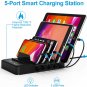 5-Port USB Charging Station Dock & Organizer,Multiple USB Charger for Smartphones, Tablets & Other