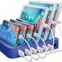 Blue Charging Station  6 USB Fast Ports +6   USB Cables  , for Cell Phones,   Tablets, and Other