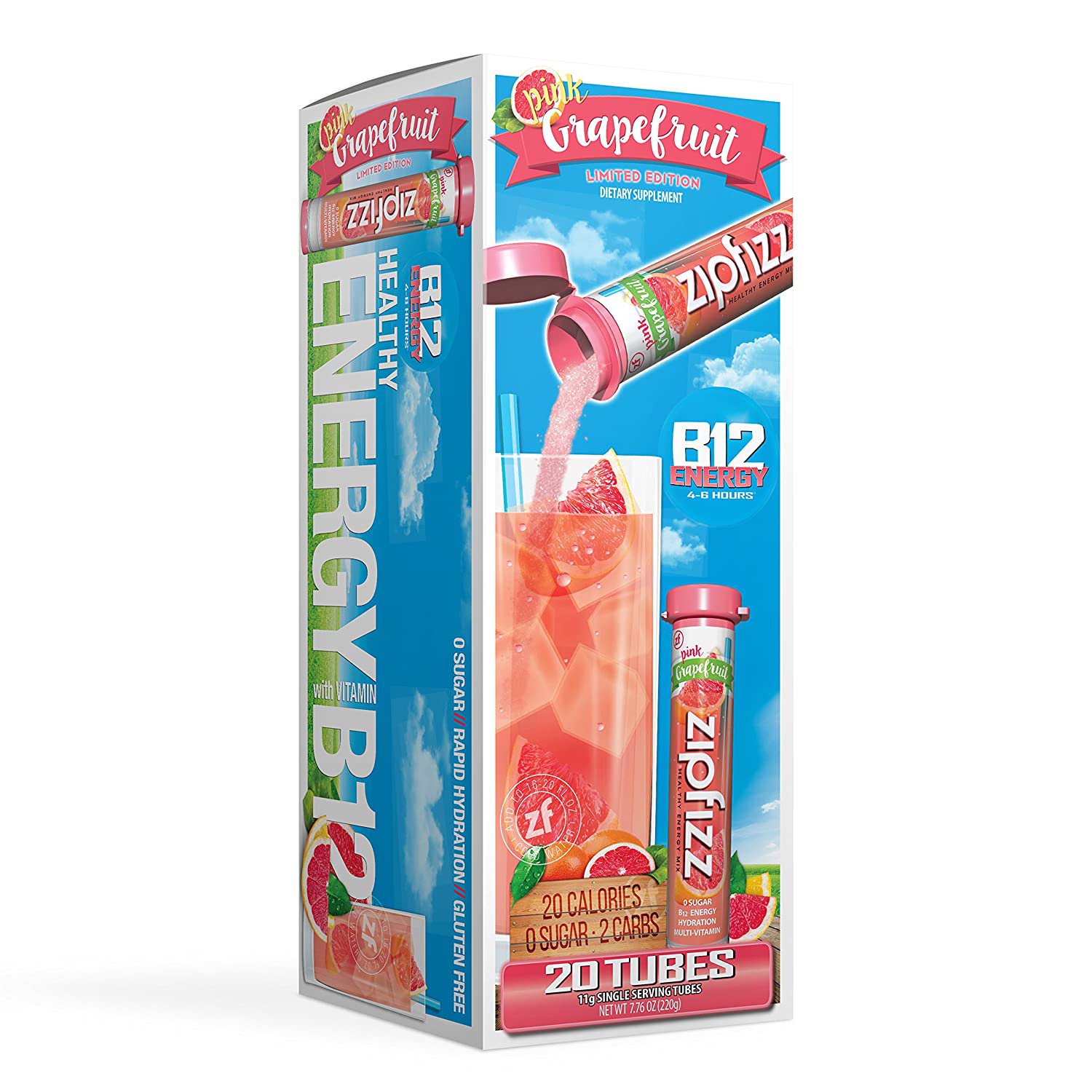 Zipfizz Healthy Energy Drink Mix Sugar Free Pink Grapefruit _ Drink
