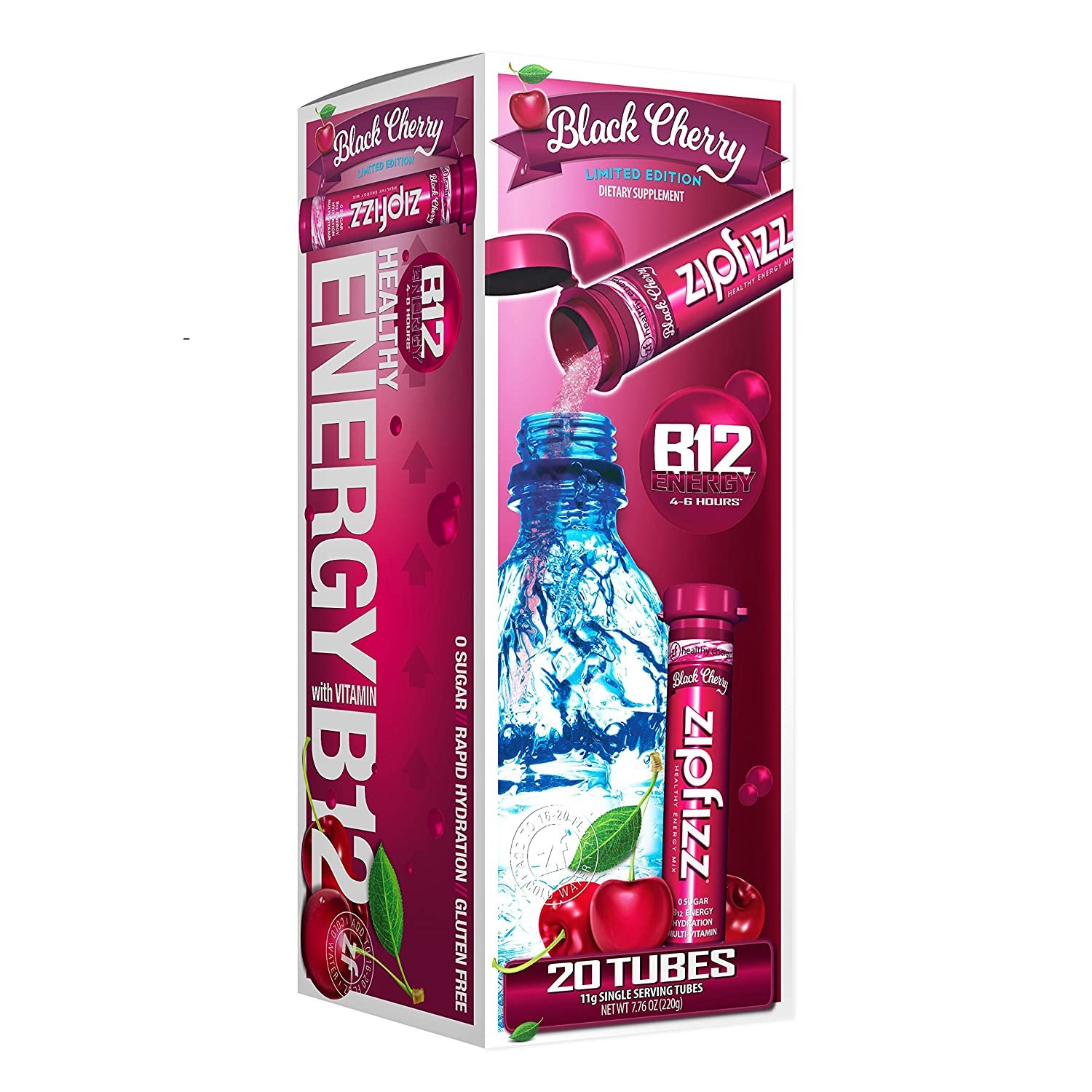 Zipfizz Healthy Energy Drink Mix Sugar Free - Black Cherry -_ Drink Mix