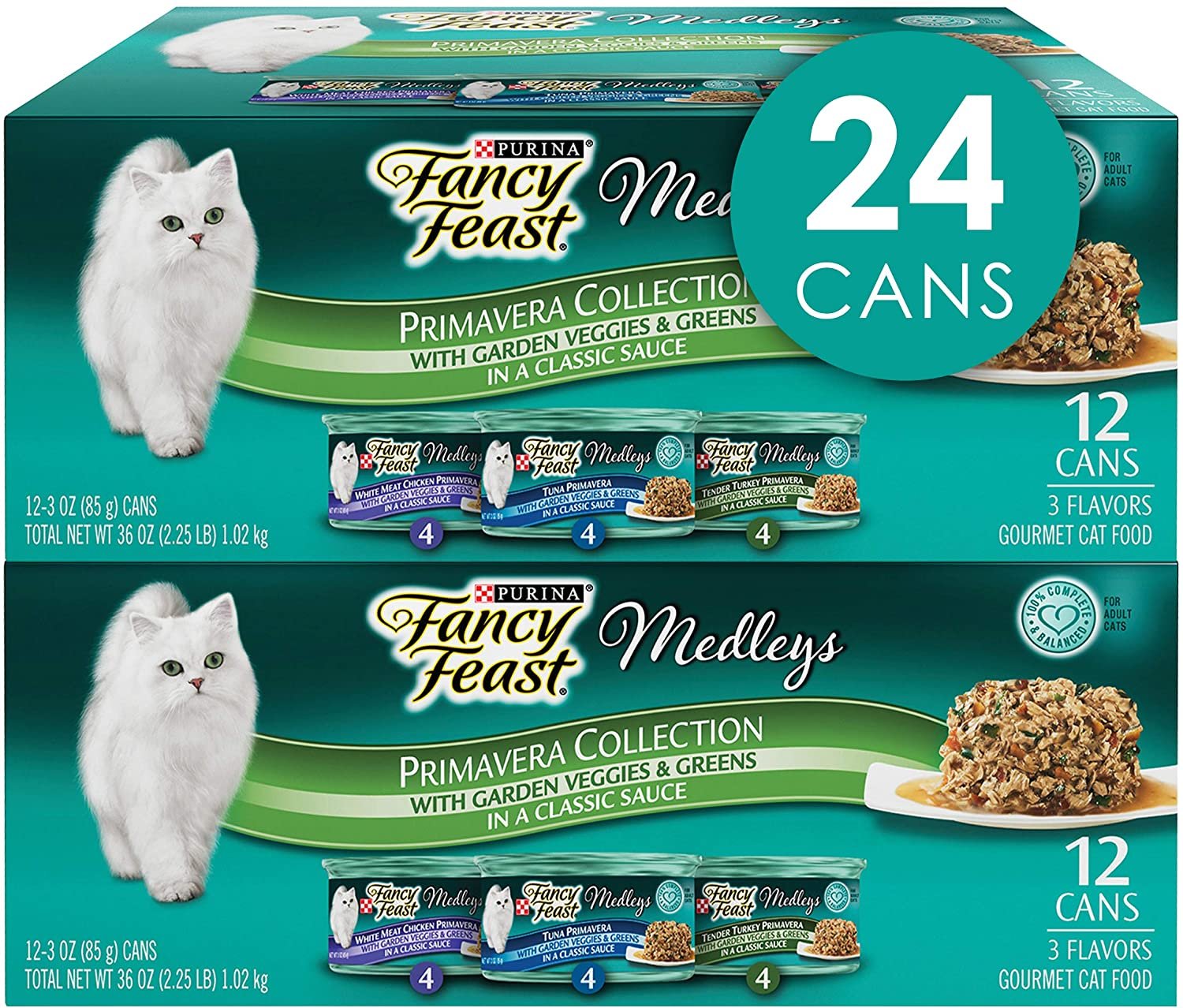 24 Purina Fancy Feast Medleys White Meat Primavera Pate Wet Cat Food, (24)