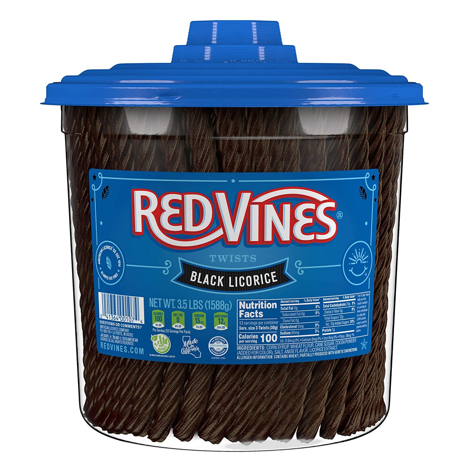 Red Vines Licorice, Original Black  Flavor Twist 3.5 lb