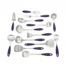 CompleteKitchen Cooking Utensil Set, Stainless Steel Cooking Set with Plastic Grip, Set of 14