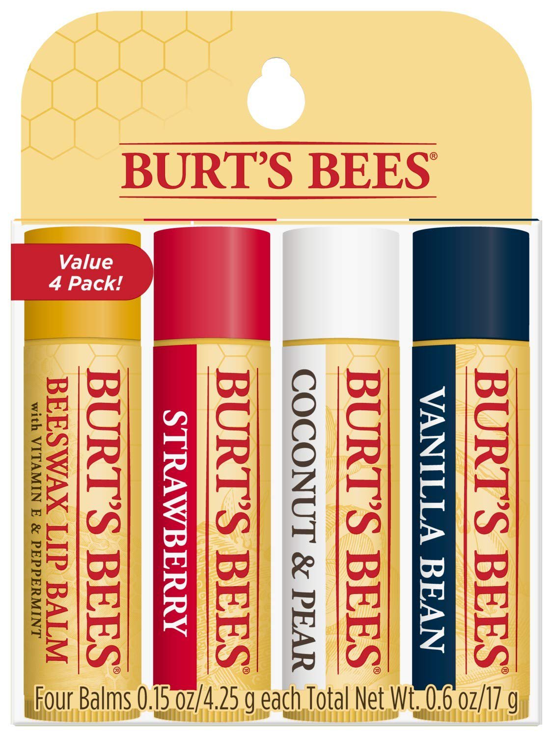 Burt's Bees 100% Natural Origin Moisturizing Lip Balm, Multipack,