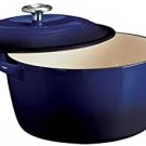 TRAMONTINA 6.5 Qt ROUND Dutch Oven Cobalt Blue Enameled Cast Iron self basting
