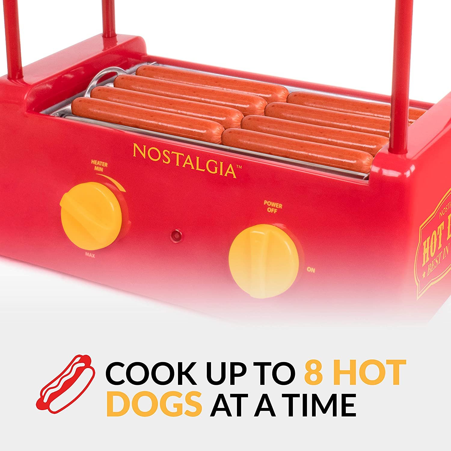 Nostalgia Hot Dog Roller Bun Warmer Adjustable Heat Machine Cooker Grill