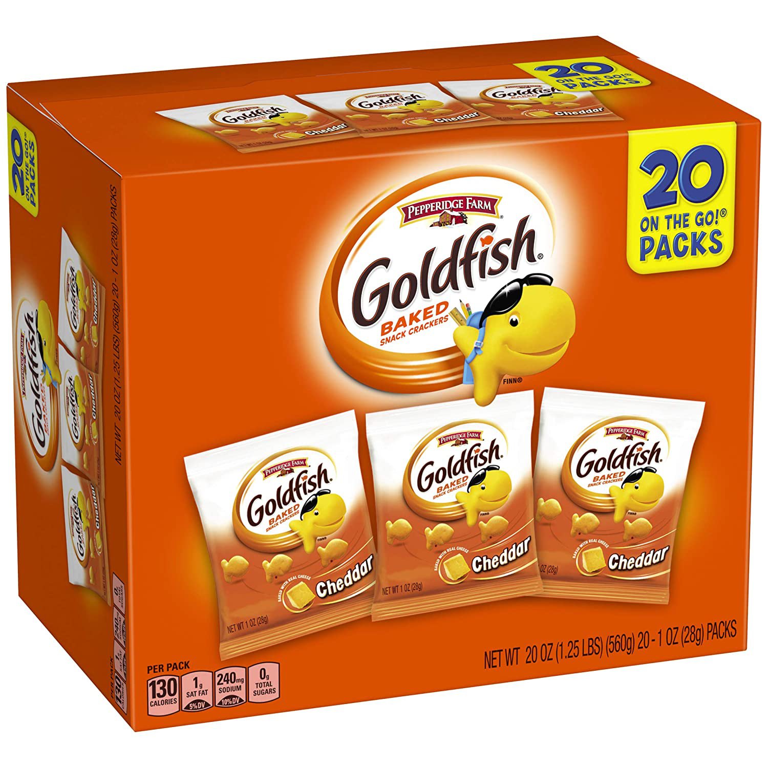 40 Goldfish CHEDDAR Crackers, 20 Oz. X 2 Multi-Pack Box, 40-Count 1 Oz ...