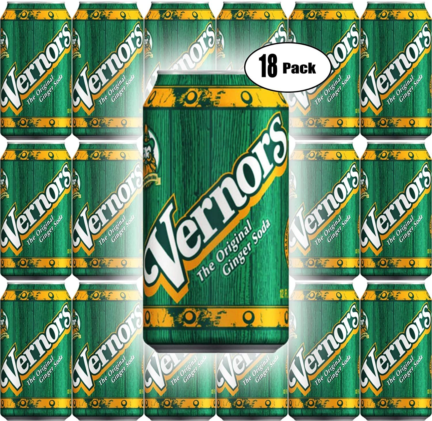 Vernors Ginger Soda, 12oz Can (Pack of 18,