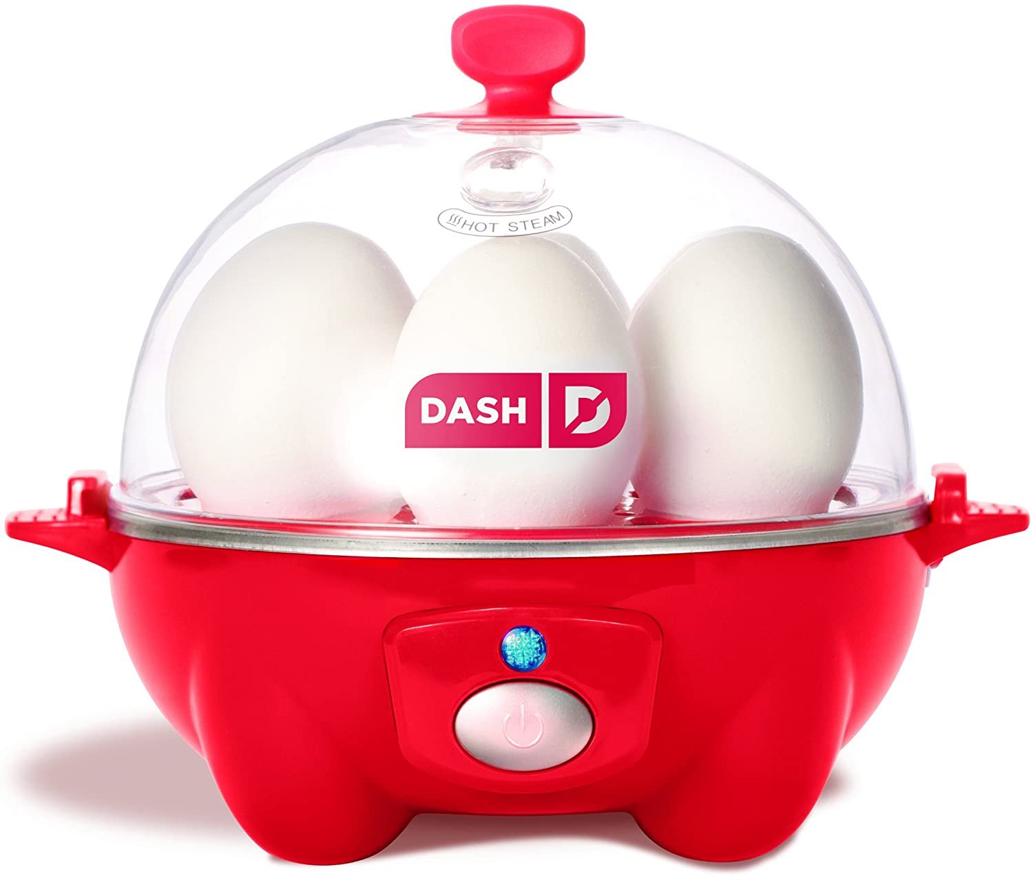 Rapid Egg Cooker, 6 Cap, Hard Boiled, Poached Eggs, Omelets, Auto Shut Off-red