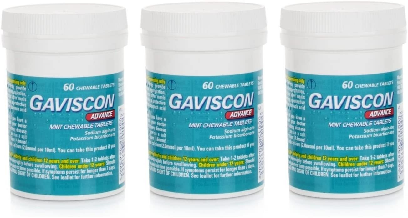 Gaviscon Advance Chewable 60 Tablets Peppermint Pack of 3