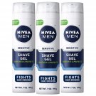 3X Nivea Men Sensitive Shaving Gel - Protects Sensitive Skin From Shave Irritation - 7 Ounce