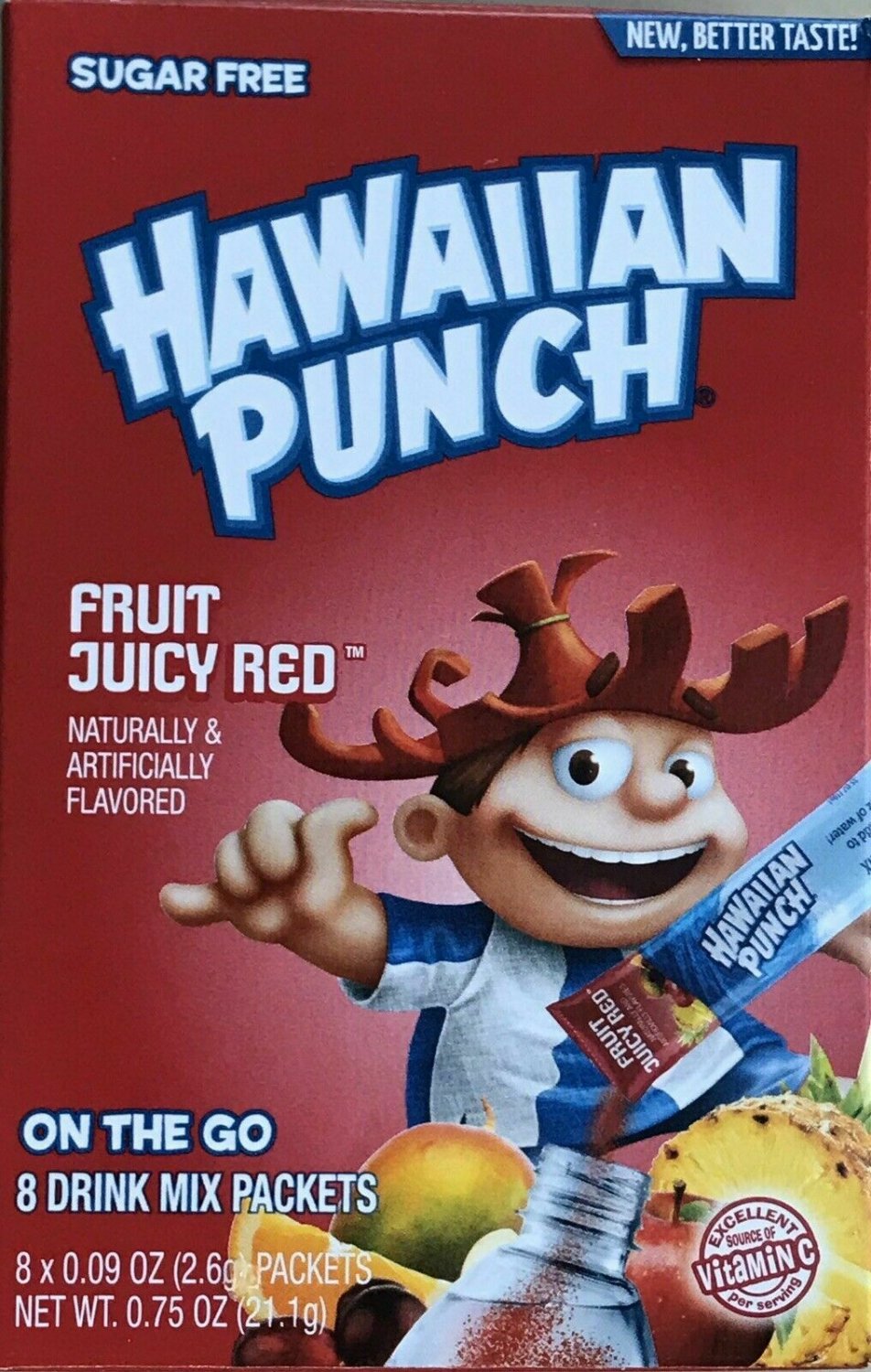 10 Boxes (80 Packets) Of Hawaiian Punch Fruit Juicy Red Singles to Go Sugar Free Drink Mix