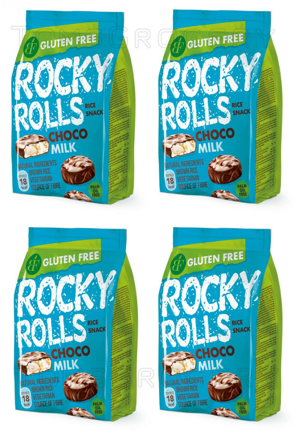 ROCKY ROLLS Puffed Rice Snacks Choco Milk Flavor Sweet Healthy Treats 4 x 70g-From europe