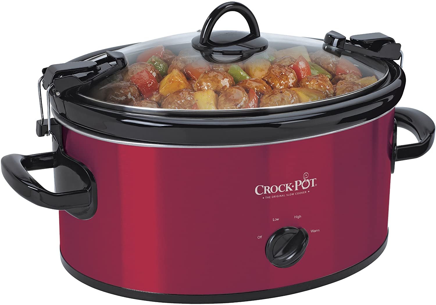 Crock-Pot 6-Quart Cook & Carry Oval Manual Portable Slow Cooker, Red